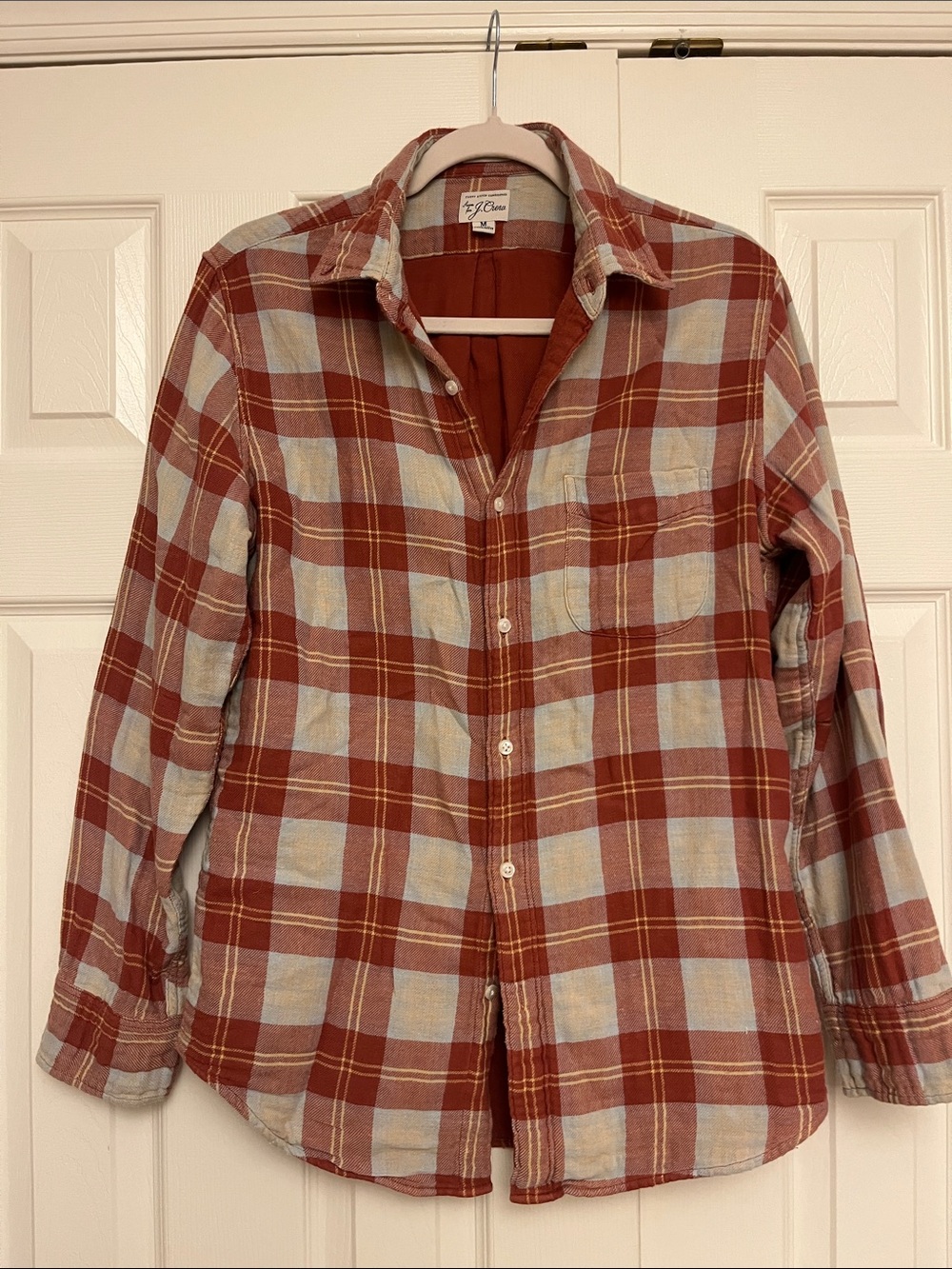 J. Crew Red and Cream Plaid Shirt Jacket